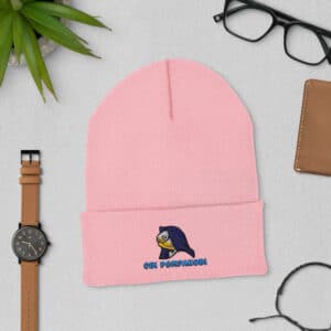 Unisex Style Cuffed Beanie Obi Pompanobi Logo Pink Color