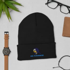 Unisex Style Cuffed Beanie Obi Pompanobi Logo Black Color
