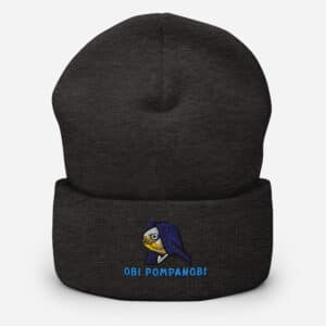 Unisex Style Cuffed Beanie Obi Pompanobi Logo Dark Grey Color