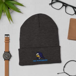 Unisex Style Cuffed Beanie Obi Pompanobi Logo Dark Grey Color