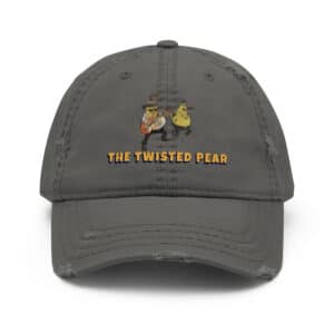 Distressed Dad Hat in Twisted Pear Design Grey Color