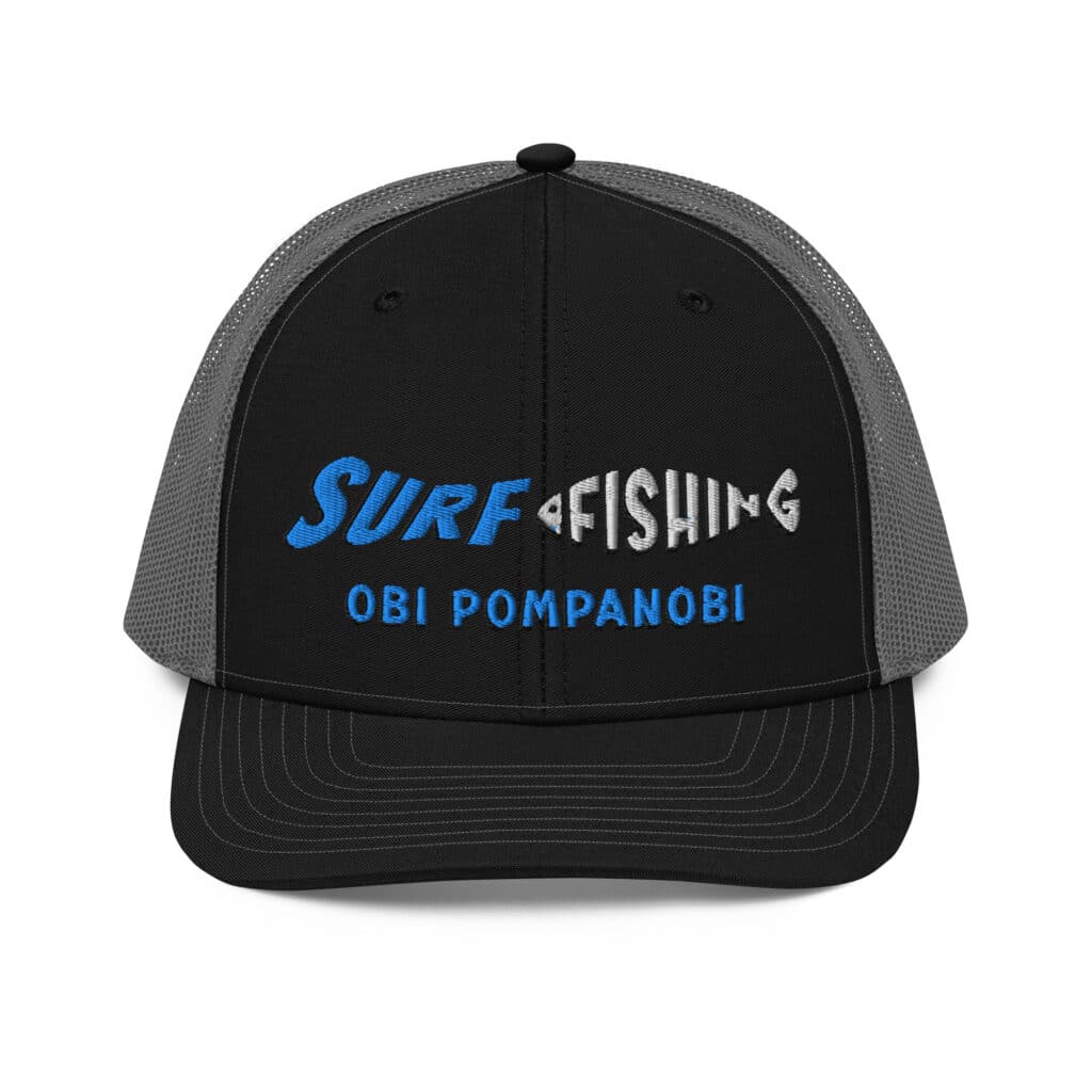 Snapback Truckers Hat Obi Pompanobi Surf Fishing Logo Black & Charcoal Black Color