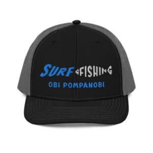 Snapback Truckers Hat Obi Pompanobi Surf Fishing Logo Black & Charcoal Black Color