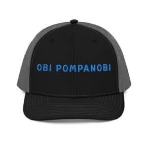Snapback Trucker Hat Obi Pompanobi Font Black & Charcoal Grey Back Color