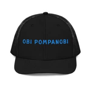 Snapback Trucker Hat Obi Pompanobi Font Black & Black Color