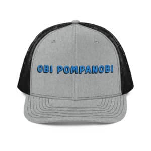 Snapback Trucker Hat Obi Pompanobi Font Heather Grey & Black Color