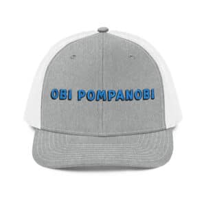 Snapback Trucker Hat Obi Pompanobi Font Heather Grey & White Color