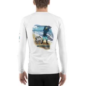 Man Wearing a Rash Guard Obi Surf Fishing Design White Color