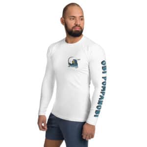 Man Wearing Rash Guard Twisted Pear Design White Color
