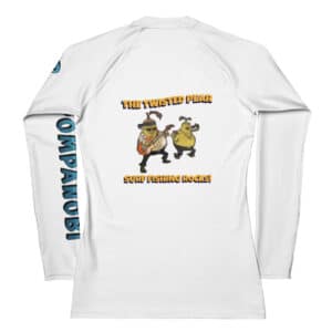 Woman Wearing a Rash Guard Twisted Pear Design White Color