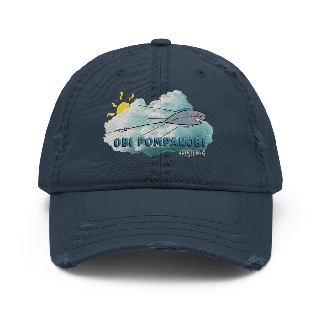 Man wearing Obi Pompanobi Distressed Dads Hat with Sputnik Send It! design