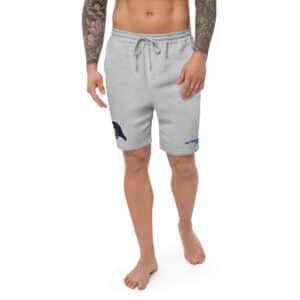 Men's Fleece Shorts with Obi Pompanobi Head Embroidery Grey Shorts Color