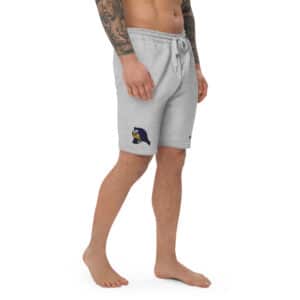 Men's Fleece Shorts with Obi Pompanobi Head Embroidery Grey Shorts Color