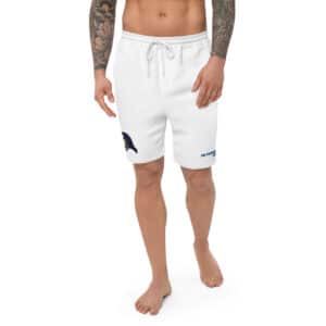 Men's Fleece Shorts with Obi Pompanobi Head Embroidery White Shorts Color