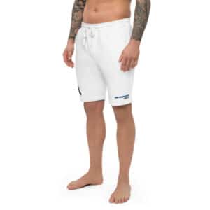 Men's Fleece Shorts with Obi Pompanobi Head Embroidery White Shorts Color