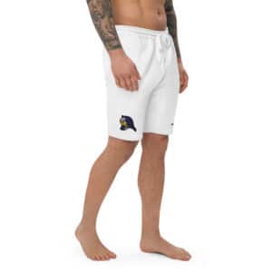 Men's Fleece Shorts with Obi Pompanobi Head Embroidery White Shorts Color