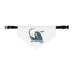 White Pet Bandana Collar with Obi Pompanobi Logo