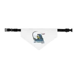 White Pet Bandana Collar with Obi Pompanobi Logo