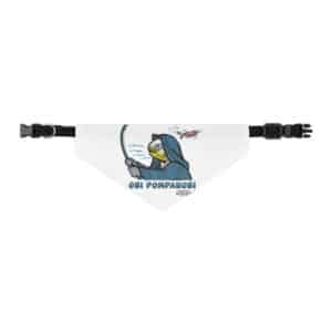 White Pet Bandana Collar with Obi Pompanobi Logo