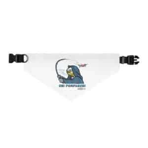 White Pet Bandana Collar with Obi Pompanobi Logo
