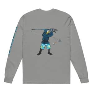 Obi Pompanobi Surf Casting Design on L/S T-shirt Grey color