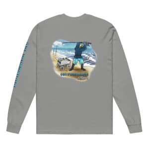 Man Wearing Obi Pompanobi Beach Scene Design L/S T-shirt Grey Color