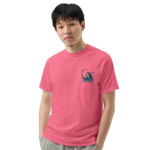 Obi Pompanobi "surf fishing life" design Crunchberry color t-shirt