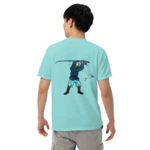 Obi Pompanobi Surf Casting on Lagoon Blue color T-shirt