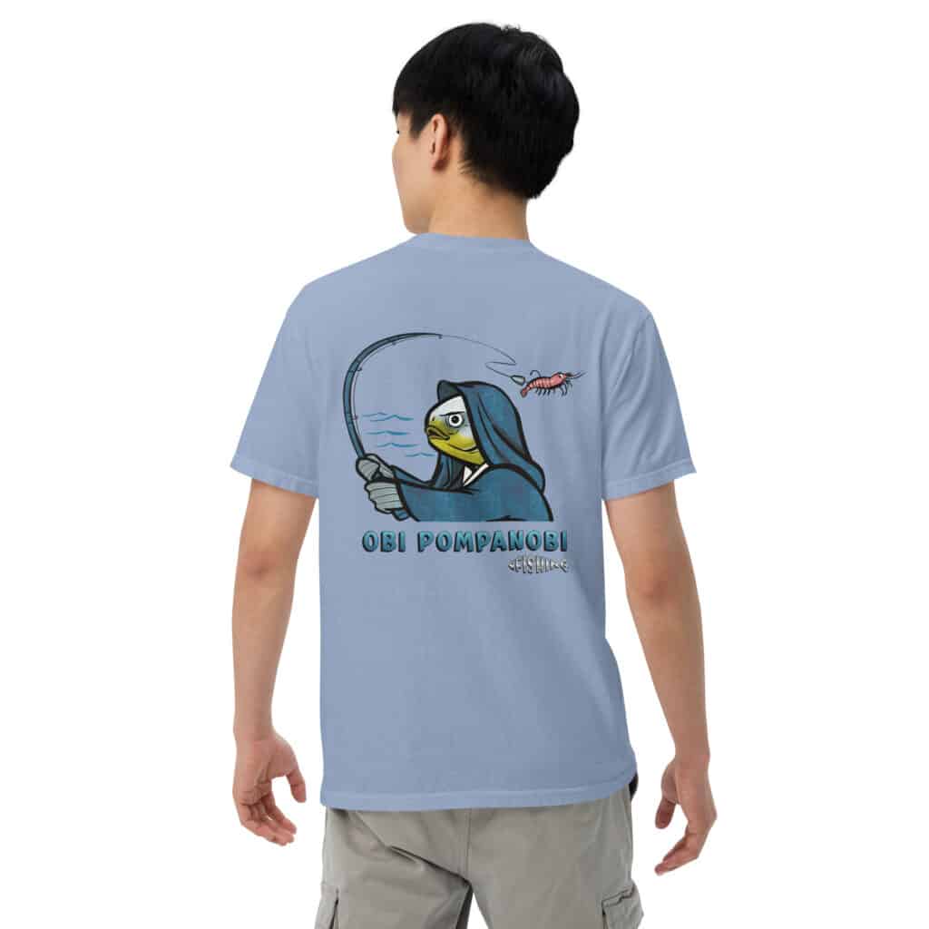 Man Wearing a Comfort Color T-shirt "obi Logo" Color Washed Denim