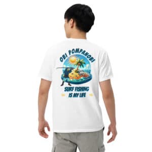 Obi Pompanobi "surf fishing life" design White color t-shirt