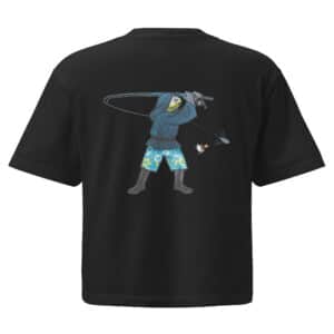 Woman's Boxy T-shirt The Obi Surf Casting Design Black Color