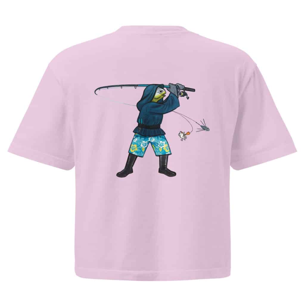 Woman's Boxy T-shirt The Obi Surf Casting Design Orchid Color
