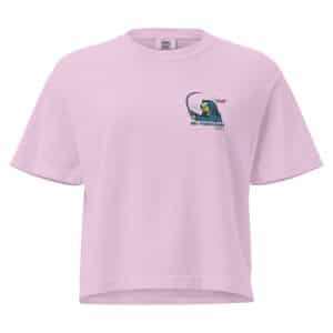 Woman's Boxy T-shirt The Twisted Pear Design Orchid Color