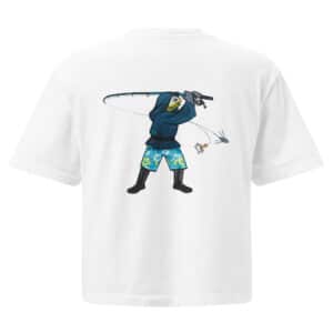 Woman's Boxy T-shirt The Obi Surf Casting Design White Color